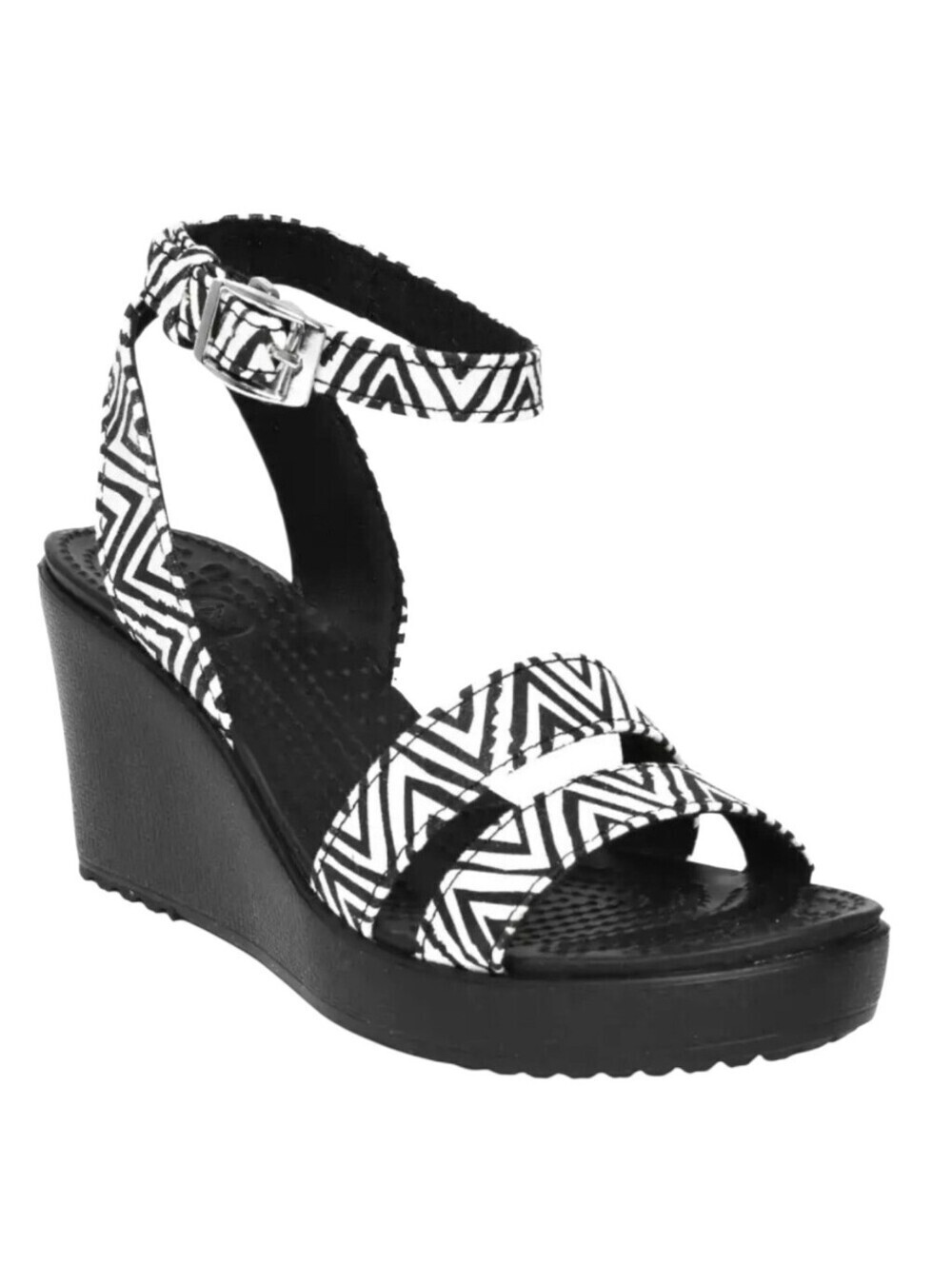 Crocs Leigh II Wedge Sandals Women 10 Black White